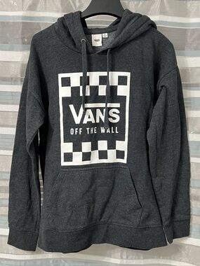 Vans Dark Charcoal Pullover Hoodie with White Checkerboard Logo